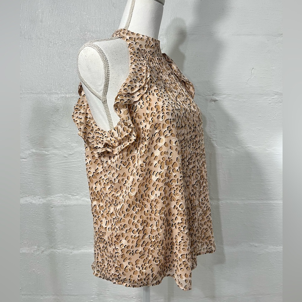 EXPRESS CHEETAH PRINT RUFFLE DETAIL HALTER TOP (a109) - Picture 4 of 13